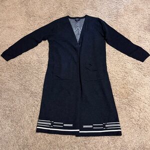 Pendelton open Duster Cardigan black white lambswool